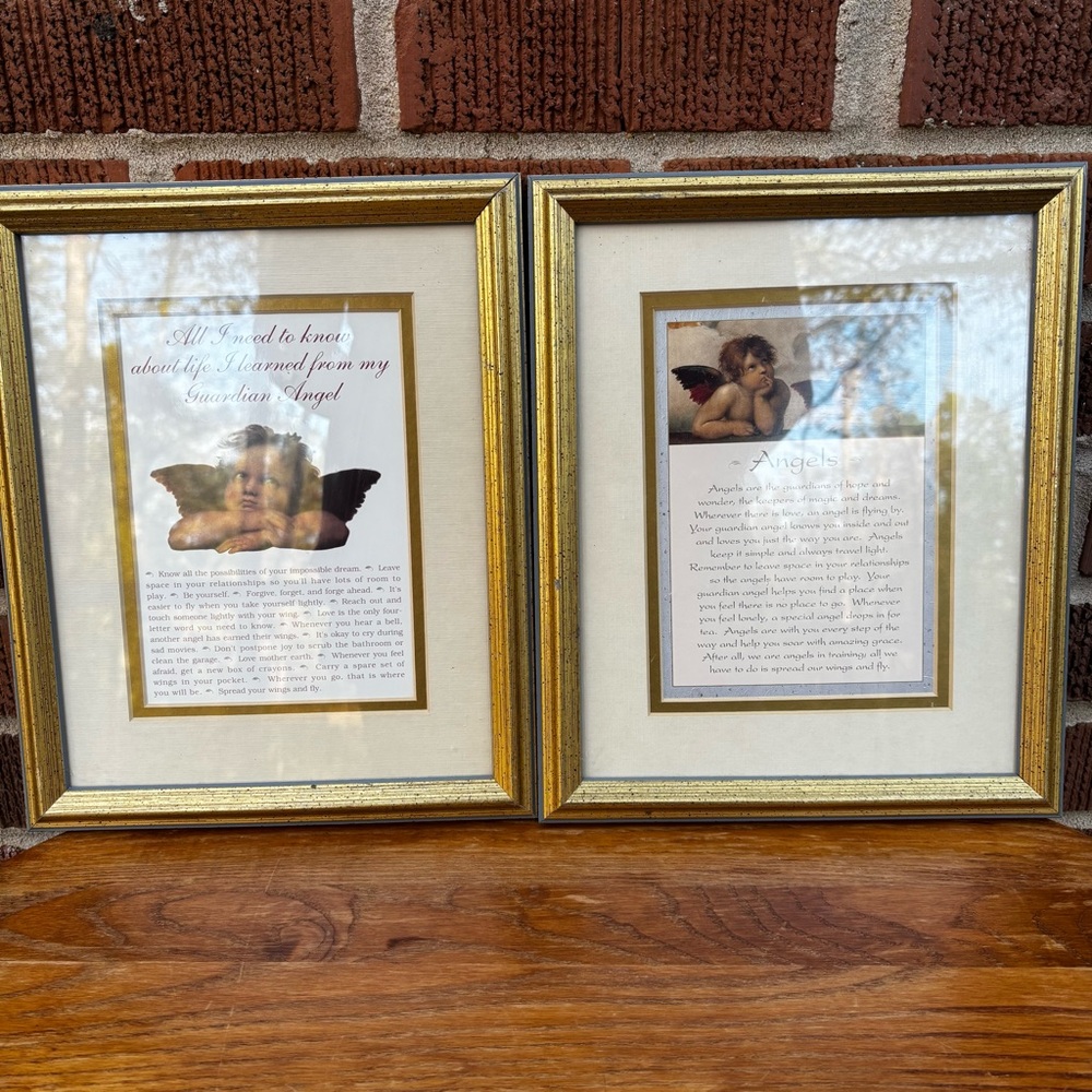 Old Raphael "Angels" by Erich Lessing Porta Angel Wood Framed Set of 2